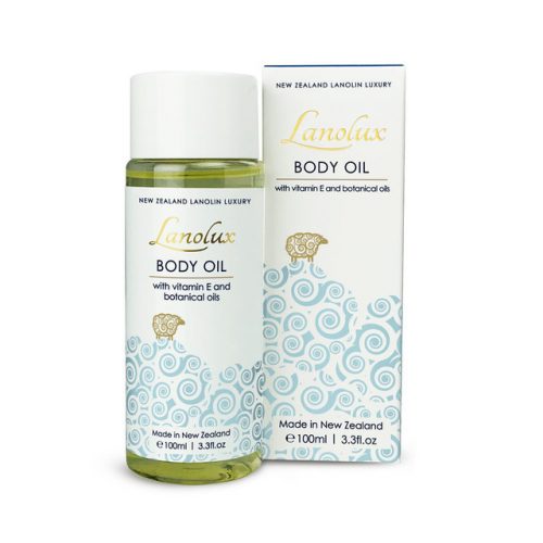New Zealand Lanolux body oil with box