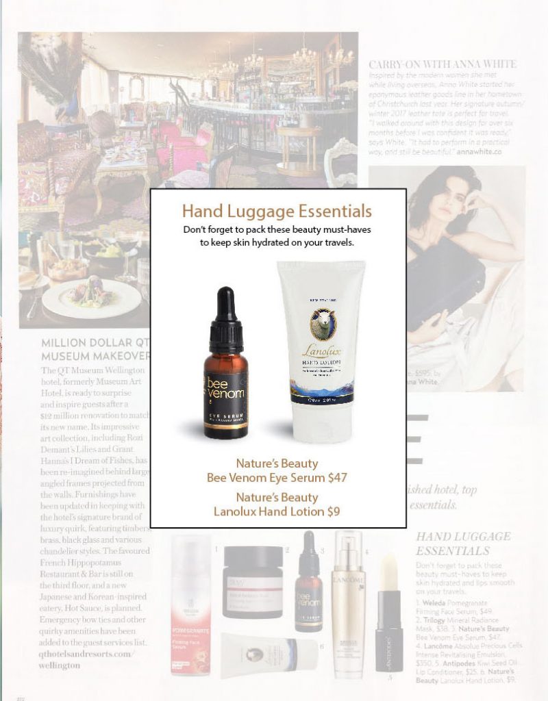 natures beauty bee venom eye serum and lanolux in simply you magazine