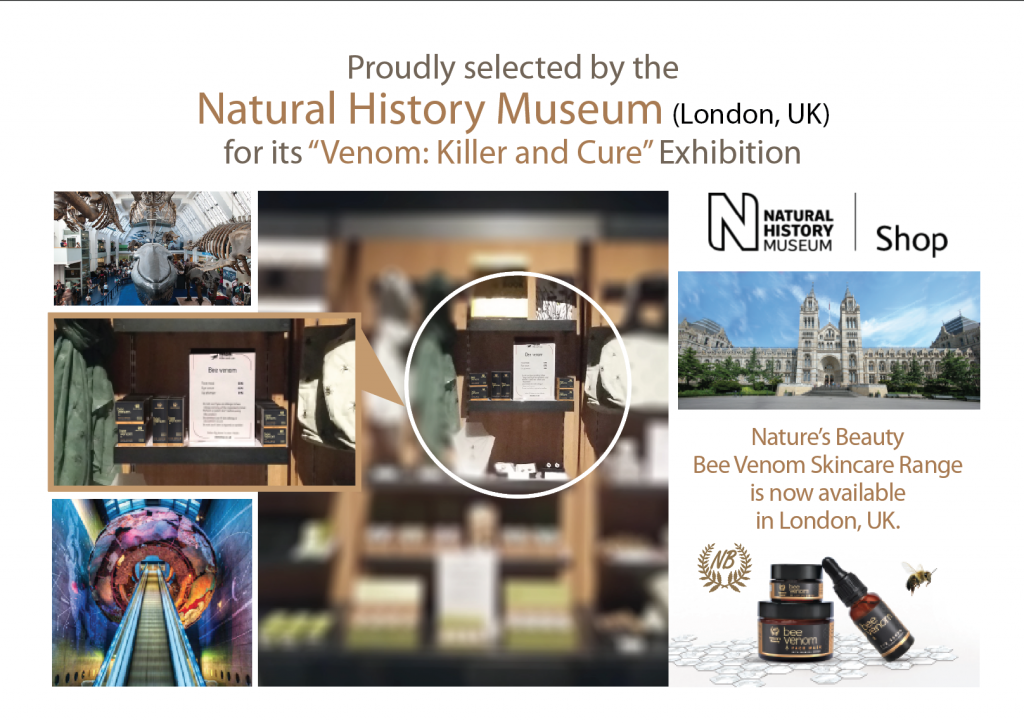 natures beauty bee venom range in london natural history museum